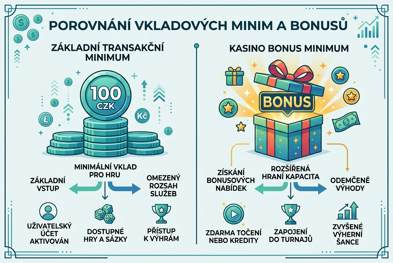 Rozdíl mezi minimálním vkladem a bonusovým minimem v online casinu